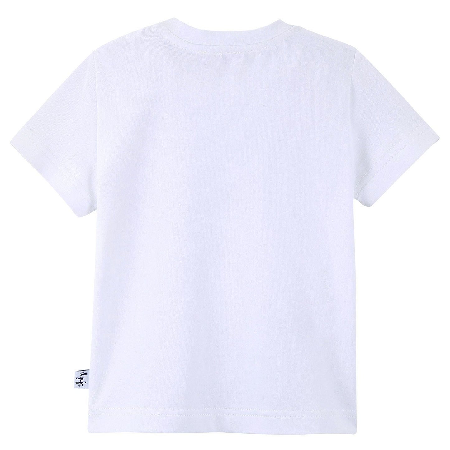 Baby Boys White T-Shirt With Navy Blue Bus Print