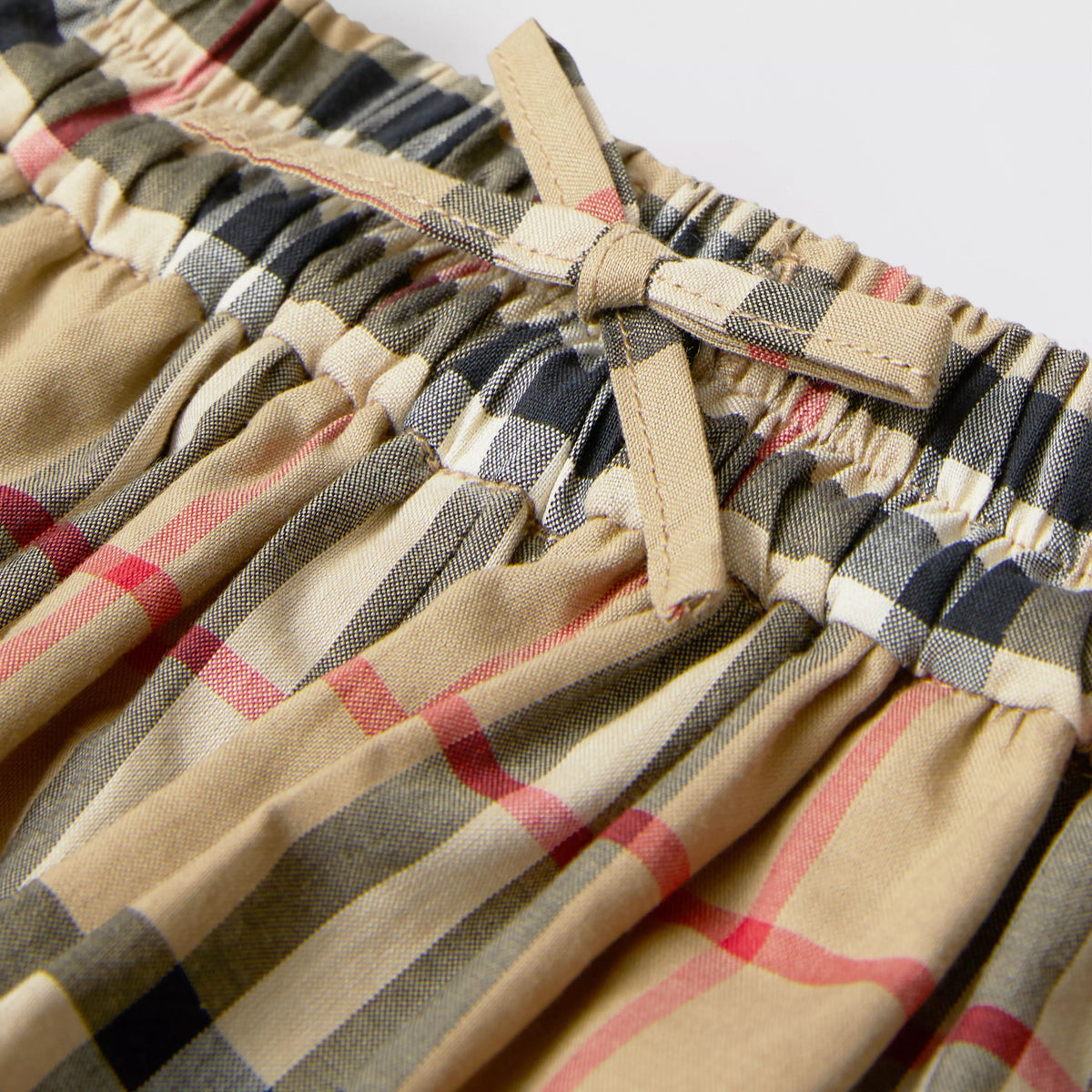 Girls Beige Check Cotton Shorts