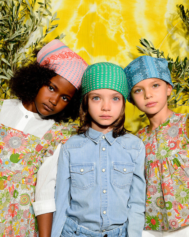 Girls Green Dots Cotton Scarf