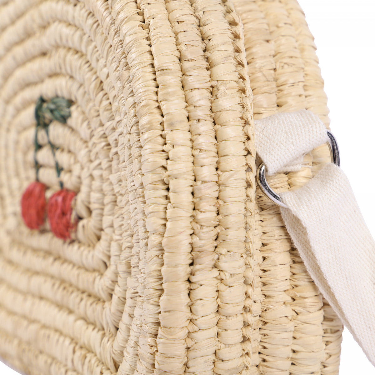Girls Raffia Cherry Hand Bag