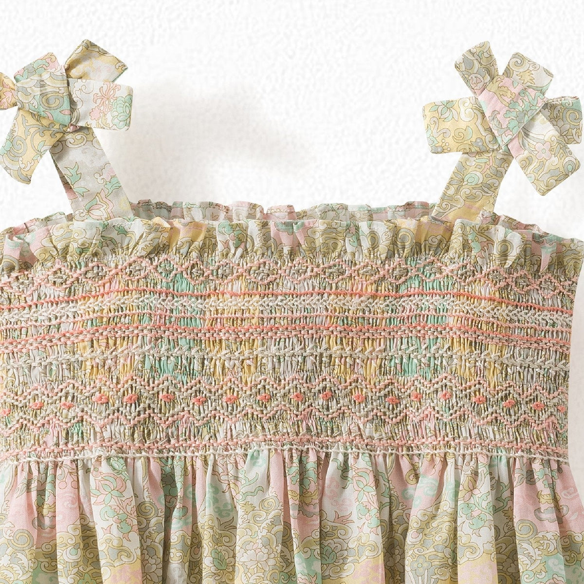 Girls Light Yellow Floral Cotton Top