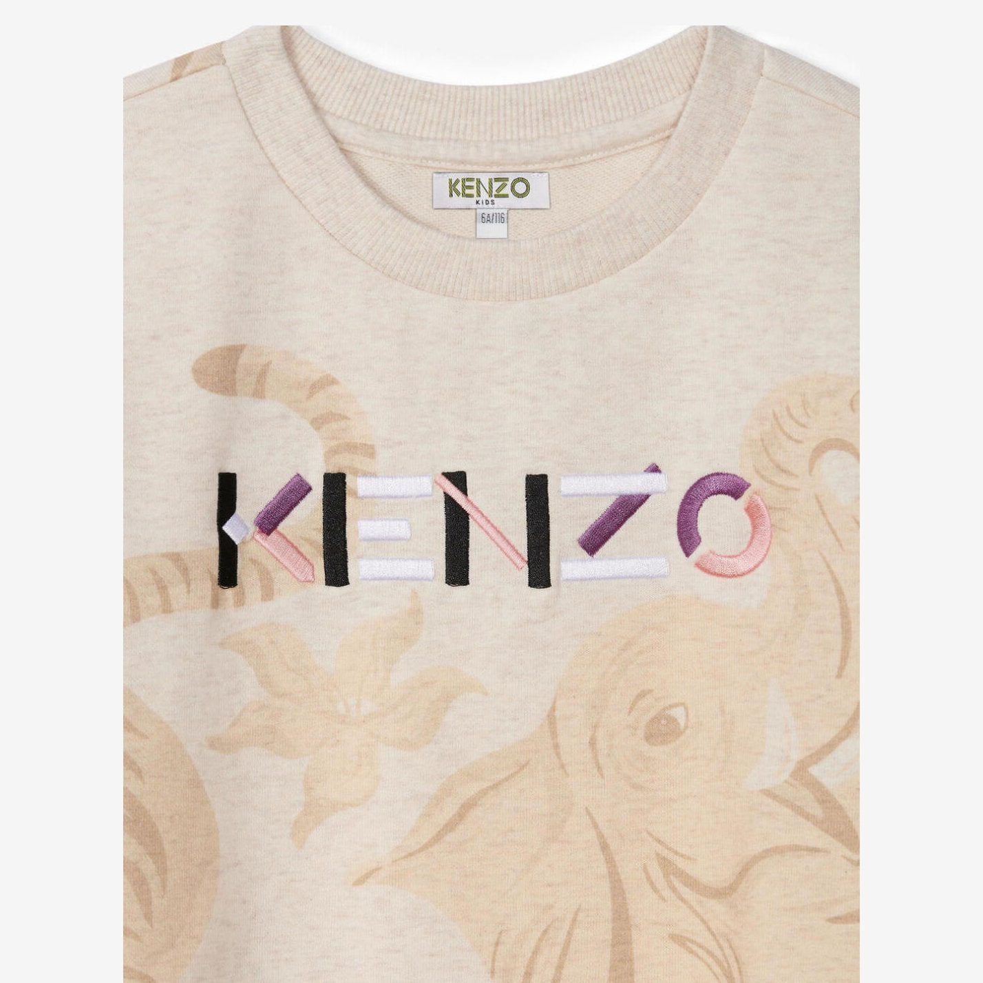 女童米色Logo棉连衣裙