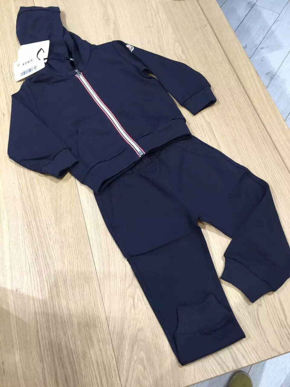 Baby Boys Navy Blue Cotton Hooded Tops&Bottoms Tracksuit