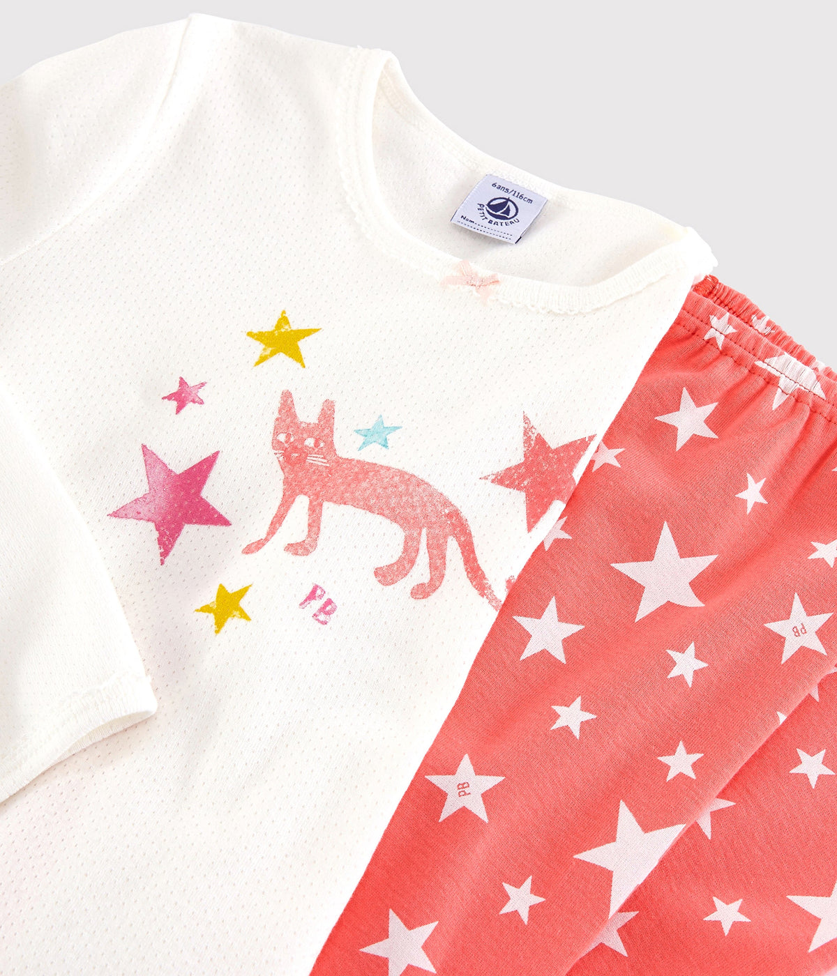 Girls White Star Cotton Nightwear
