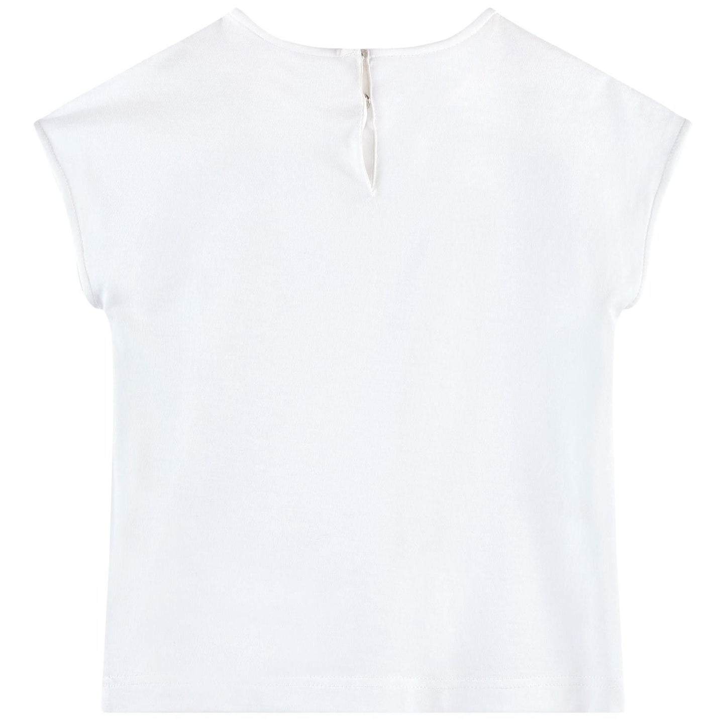Girls Ivory Flower Patch Cotton T-Shirt