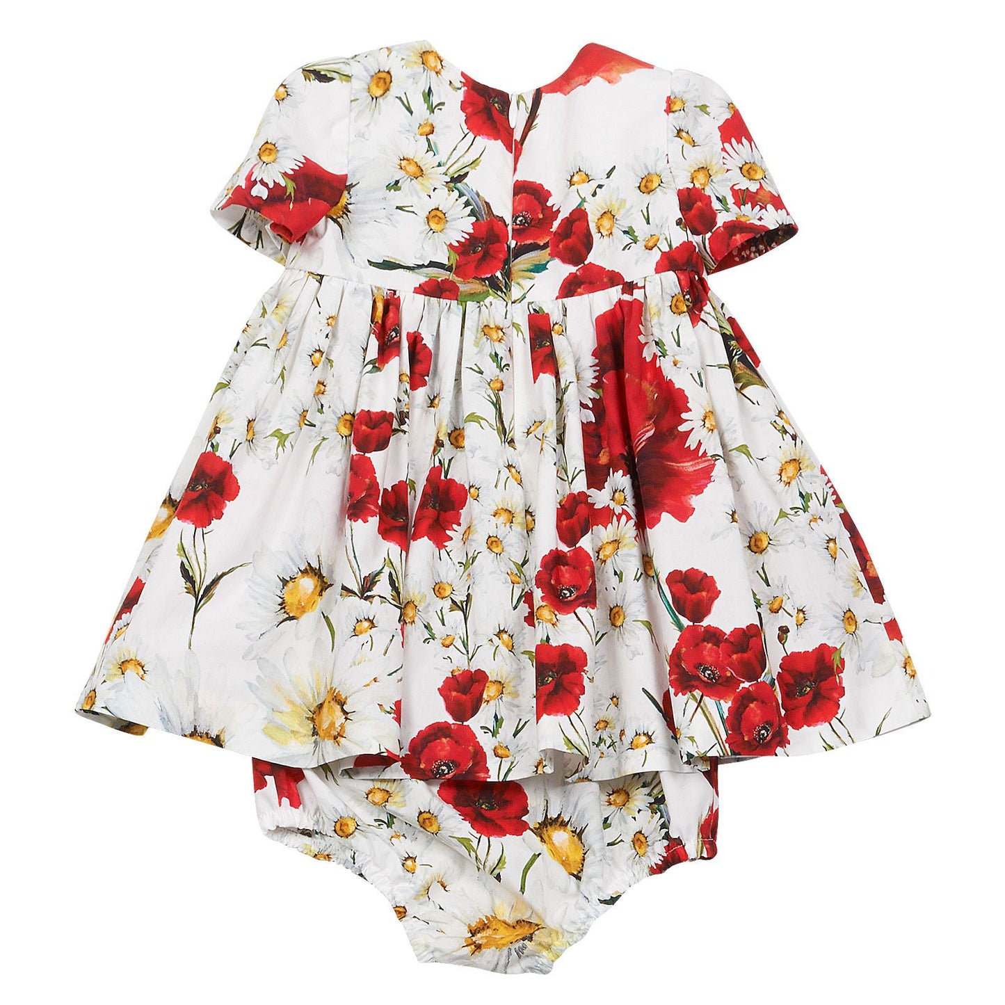 Baby Girls White Flower Printed Dress With Bodysuit