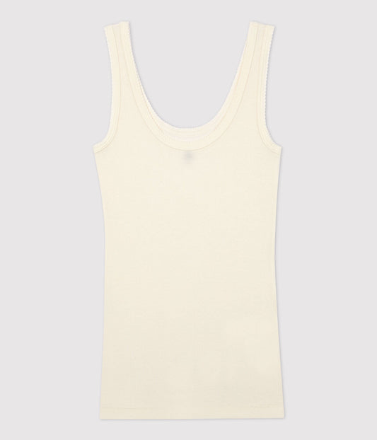 女士白色棉背心