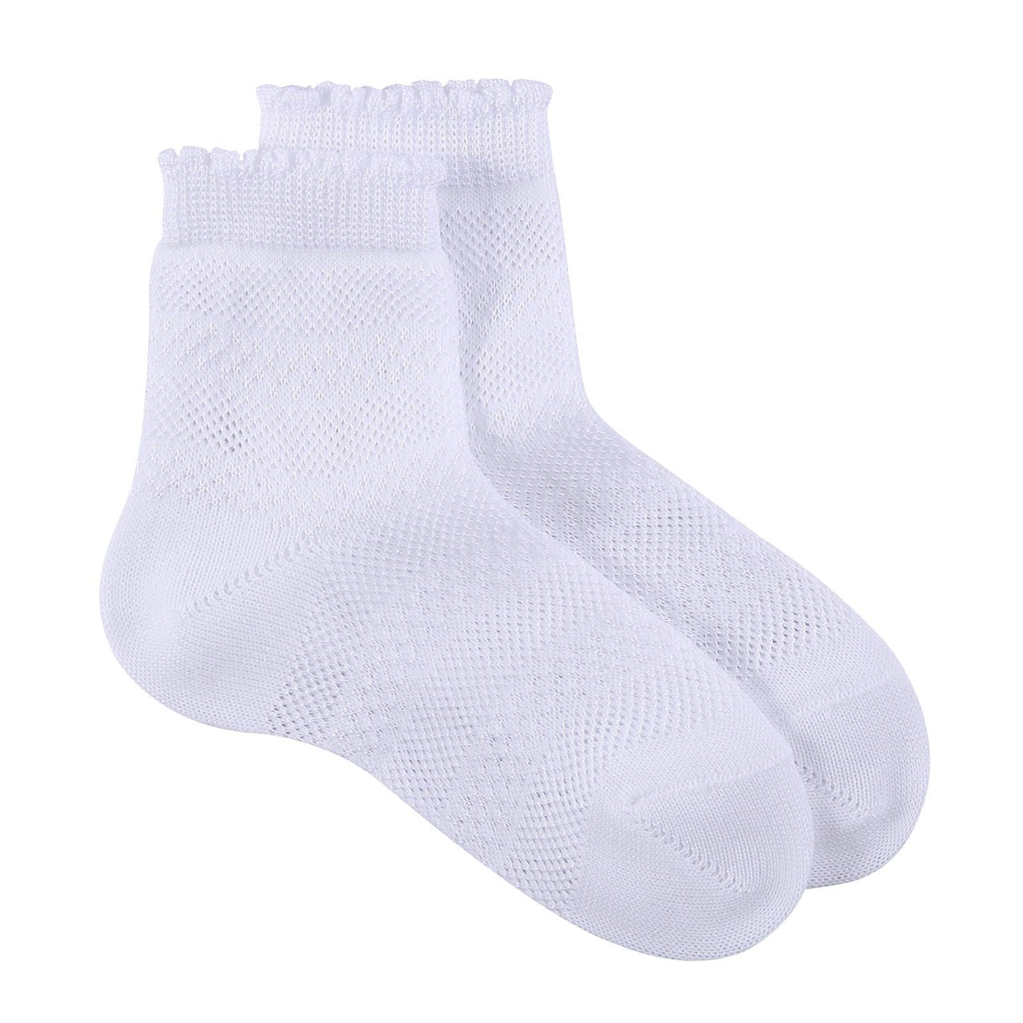 Girls White Hollow Cotton Short Socks