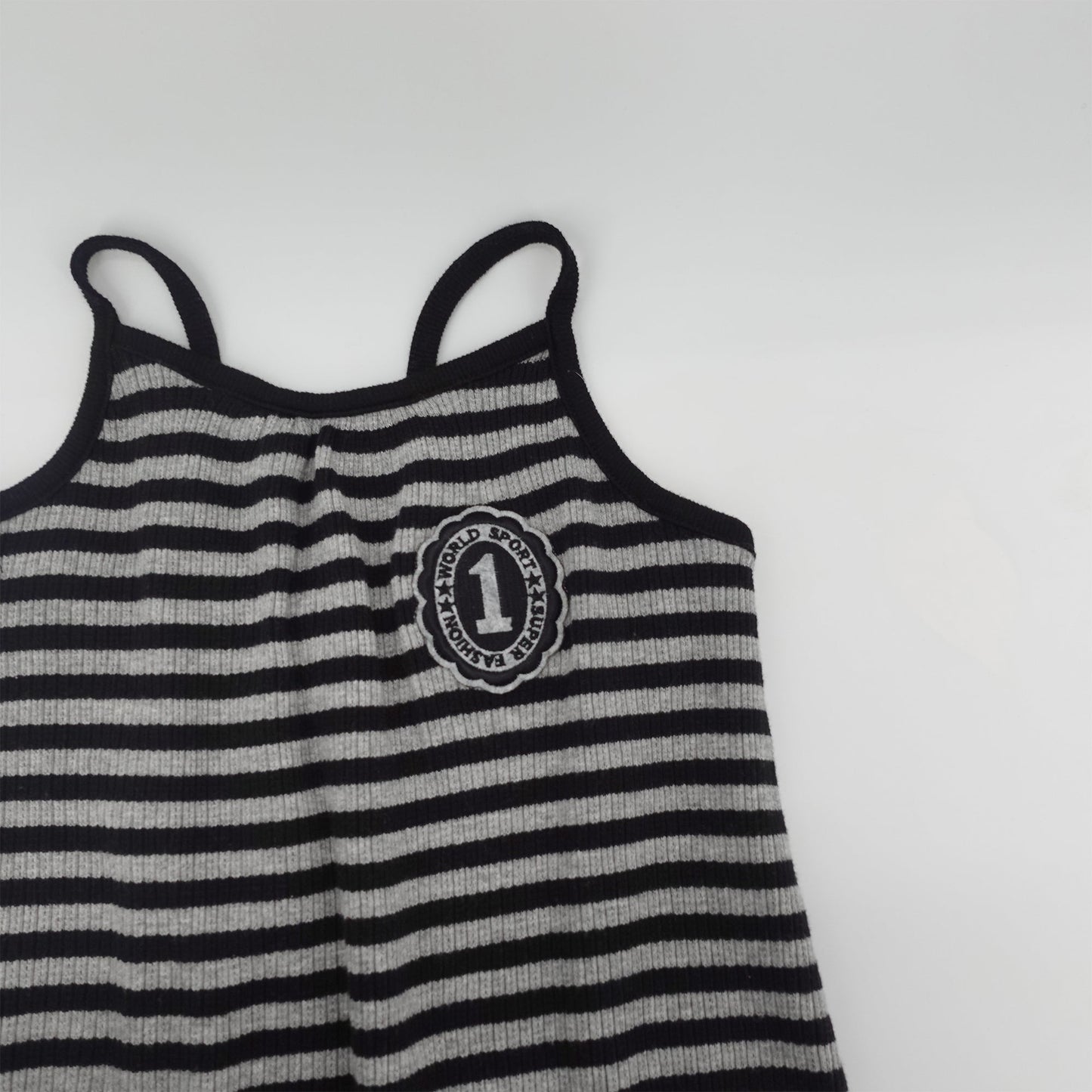 女童黑色条纹棉连衣裙