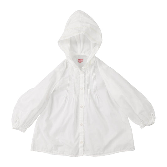 女童白色连帽棉衬衫