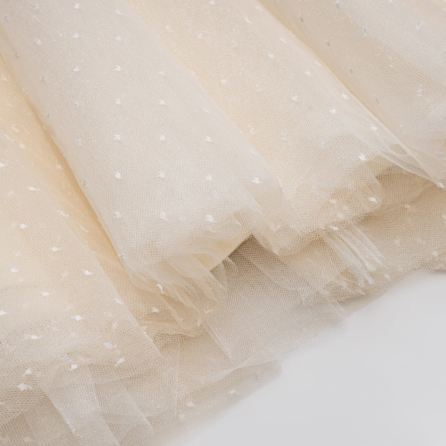 女童香槟色荷叶边礼服纱裙