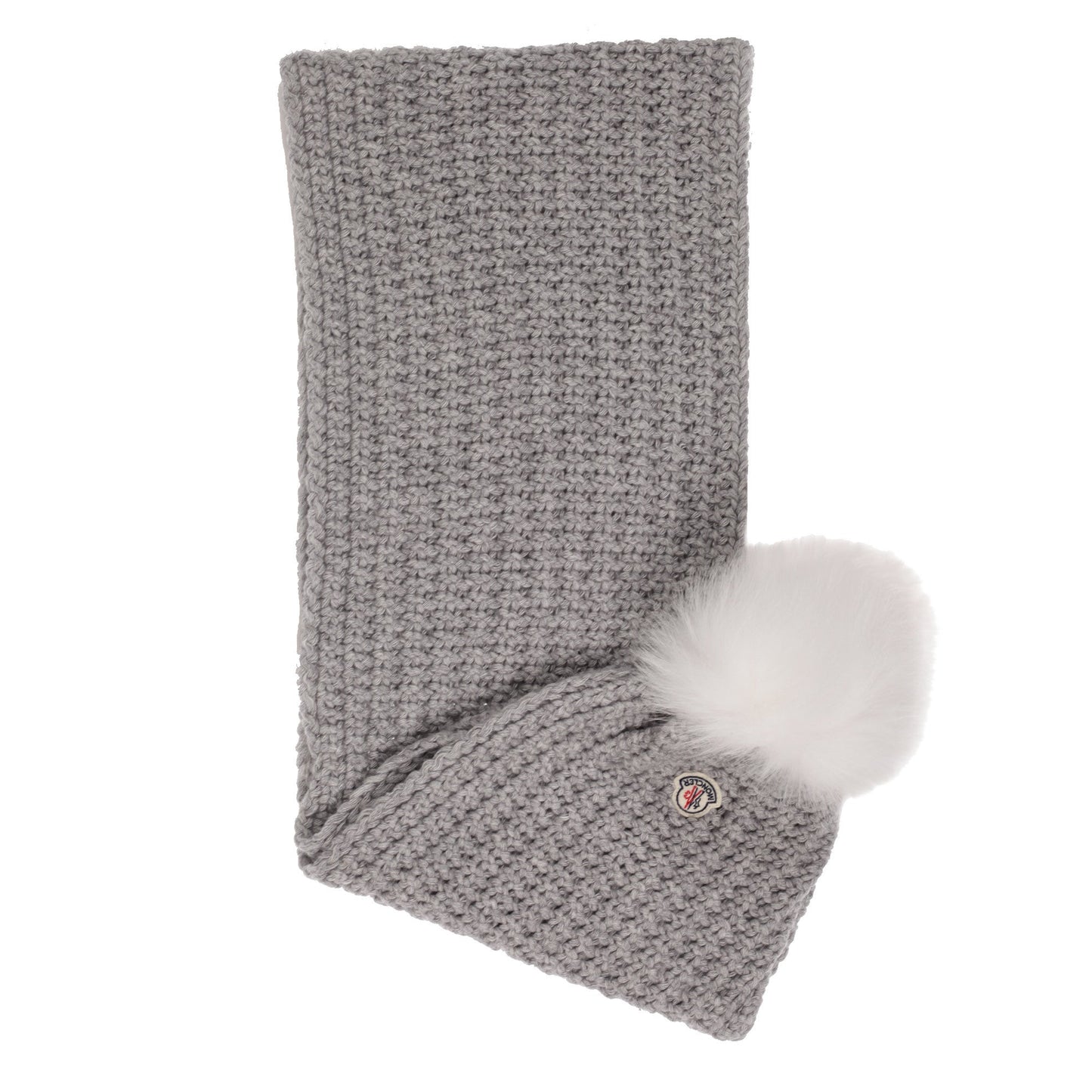 Boys & Girls Grey Wool Scarf With Fur Pom-Pom