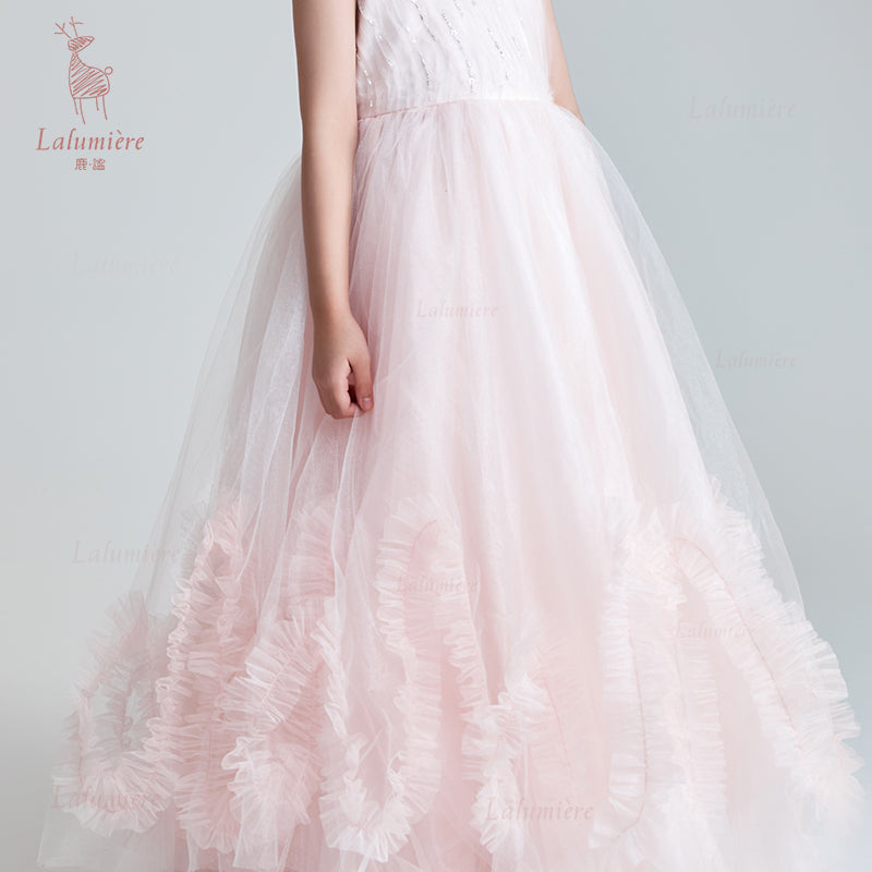 女童樱粉色流光溢彩礼服裙