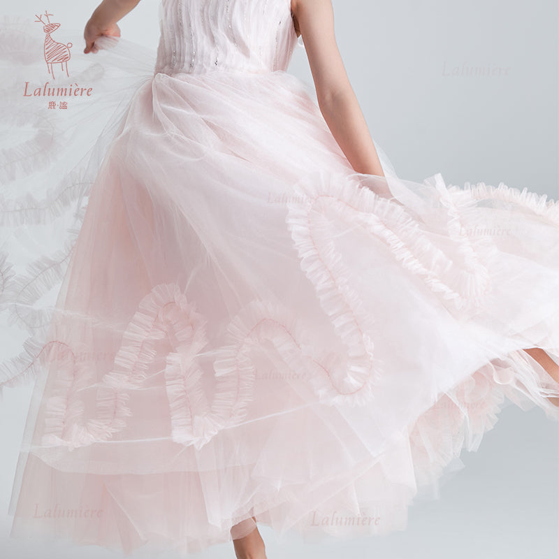 女童樱粉色流光溢彩礼服裙