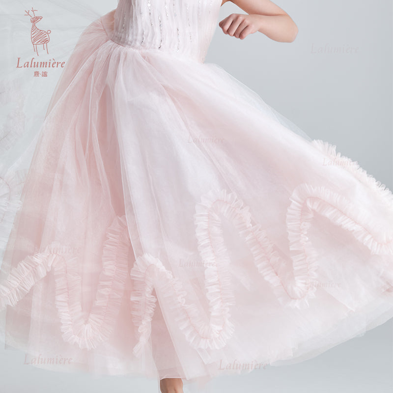 女童樱粉色流光溢彩礼服裙