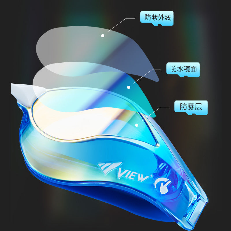成人款水蓝色竞速泳镜(V230ASAMC/AMP)
