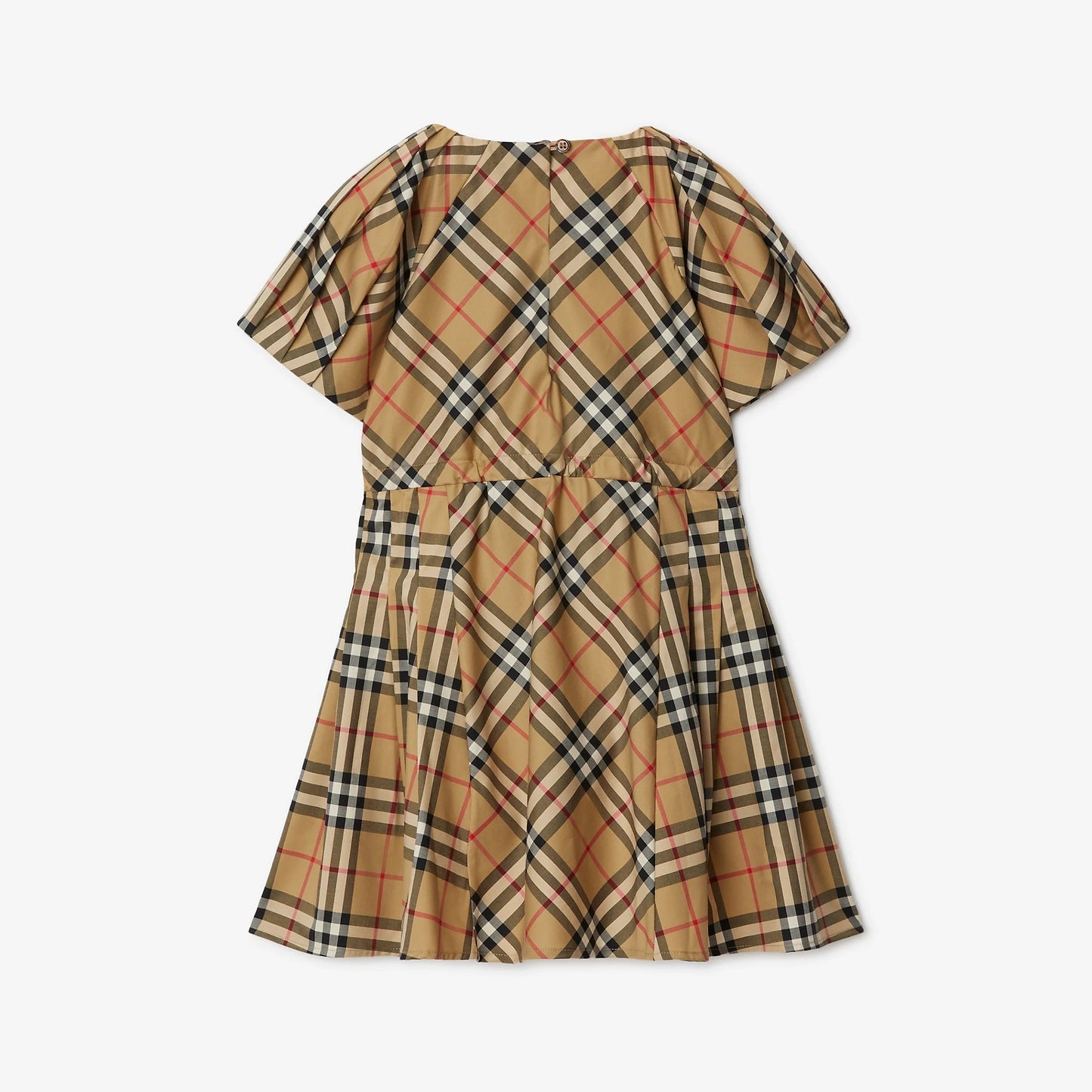 女童米色格子棉连衣裙