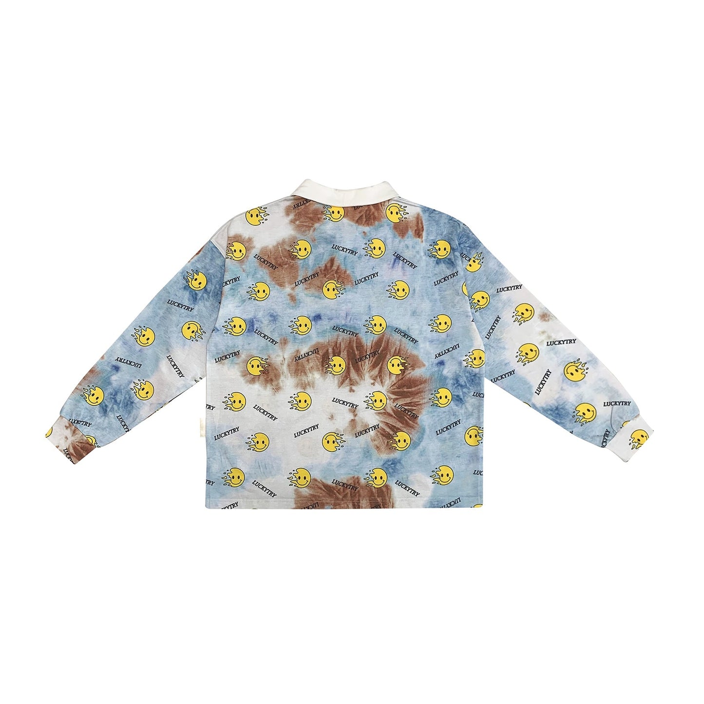 儿童蓝色笑脸扎染T恤