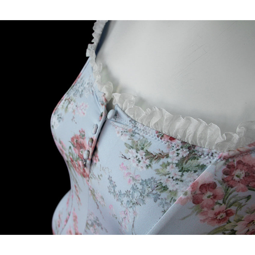 女士蓝色碎花芭蕾舞连体衣