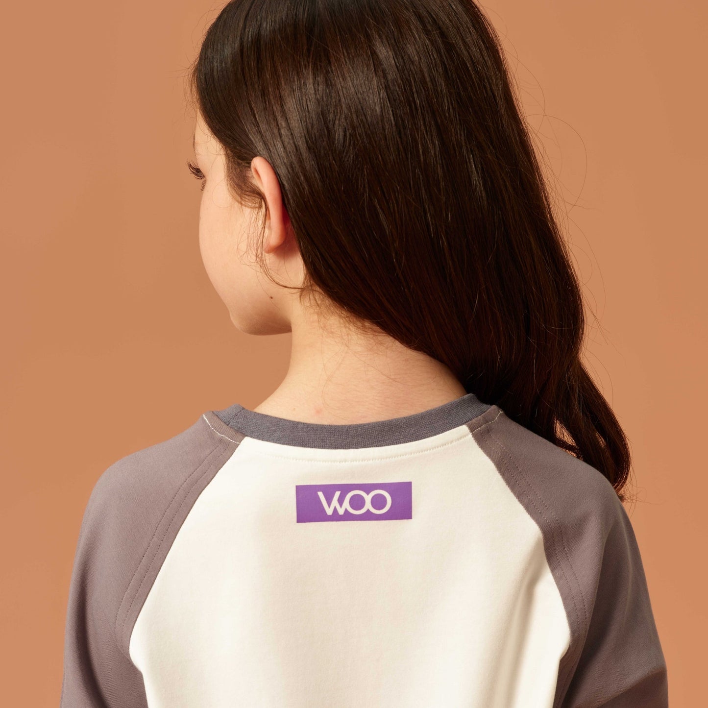 亲子款灰白色噗噗棉插肩长袖T恤