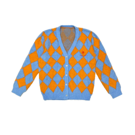 儿童橙色格子开衫