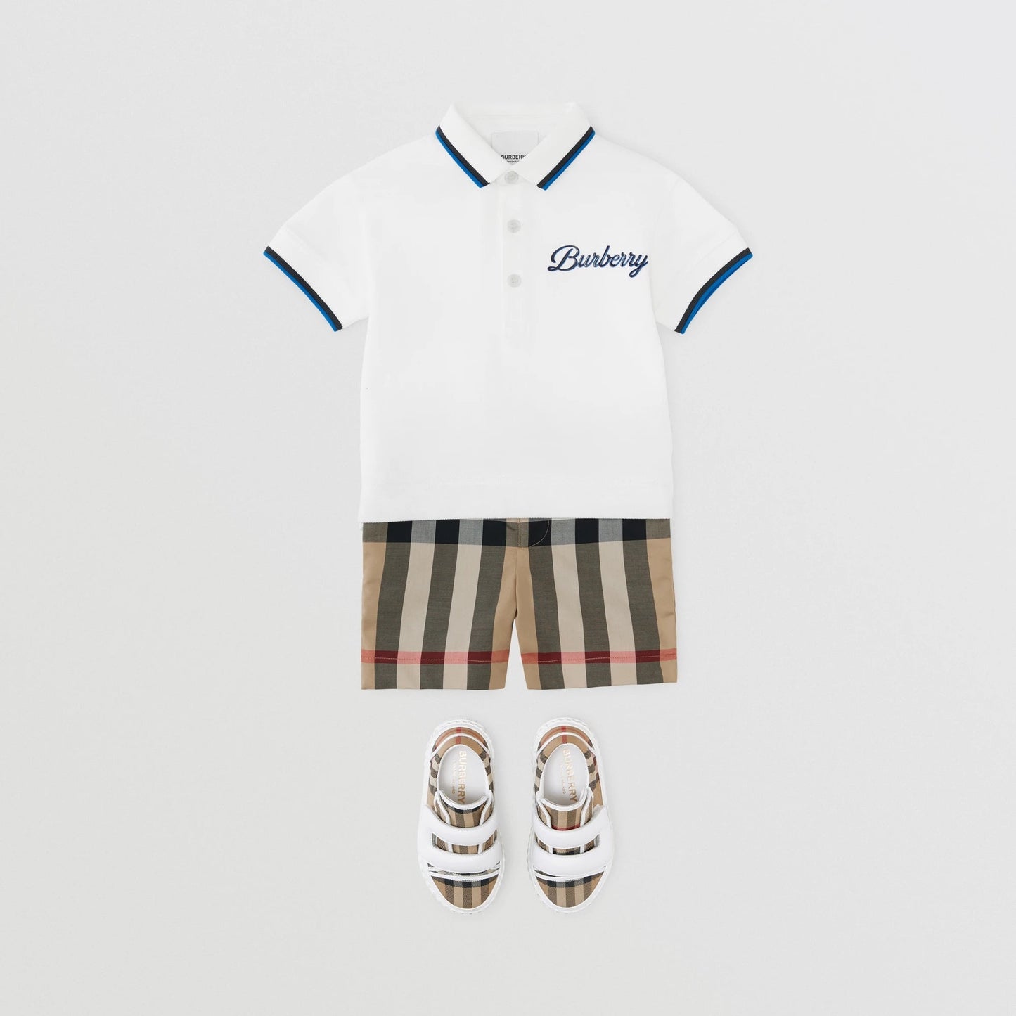 男婴白色Logo棉Polo衫