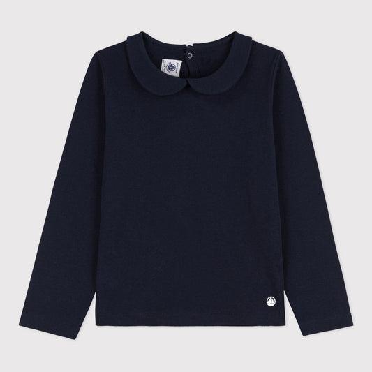 女童藏青色棉T恤