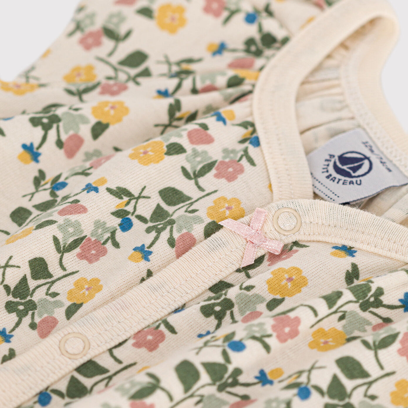 女婴绿色碎花棉连体衣