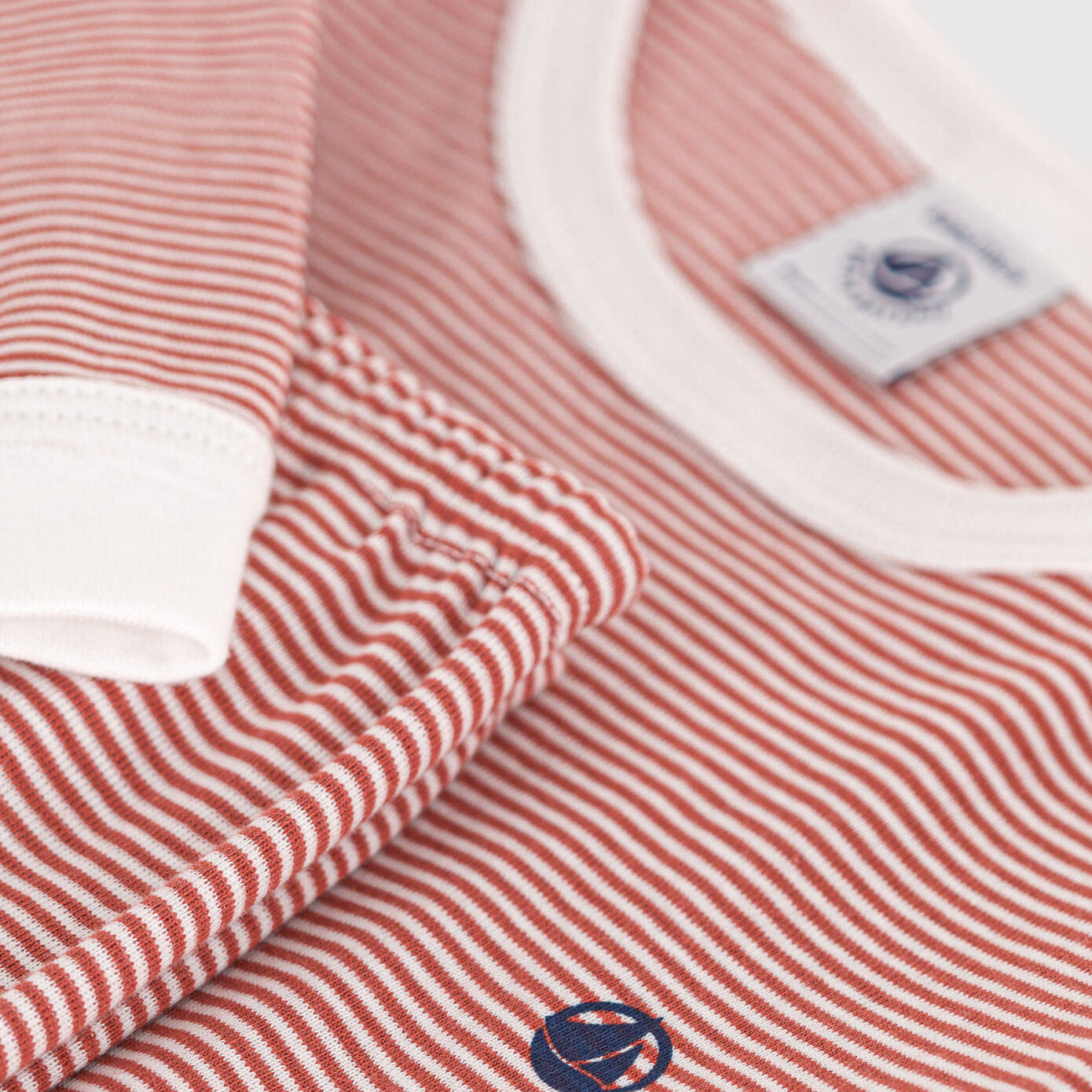 女童粉色条纹棉睡衣套装