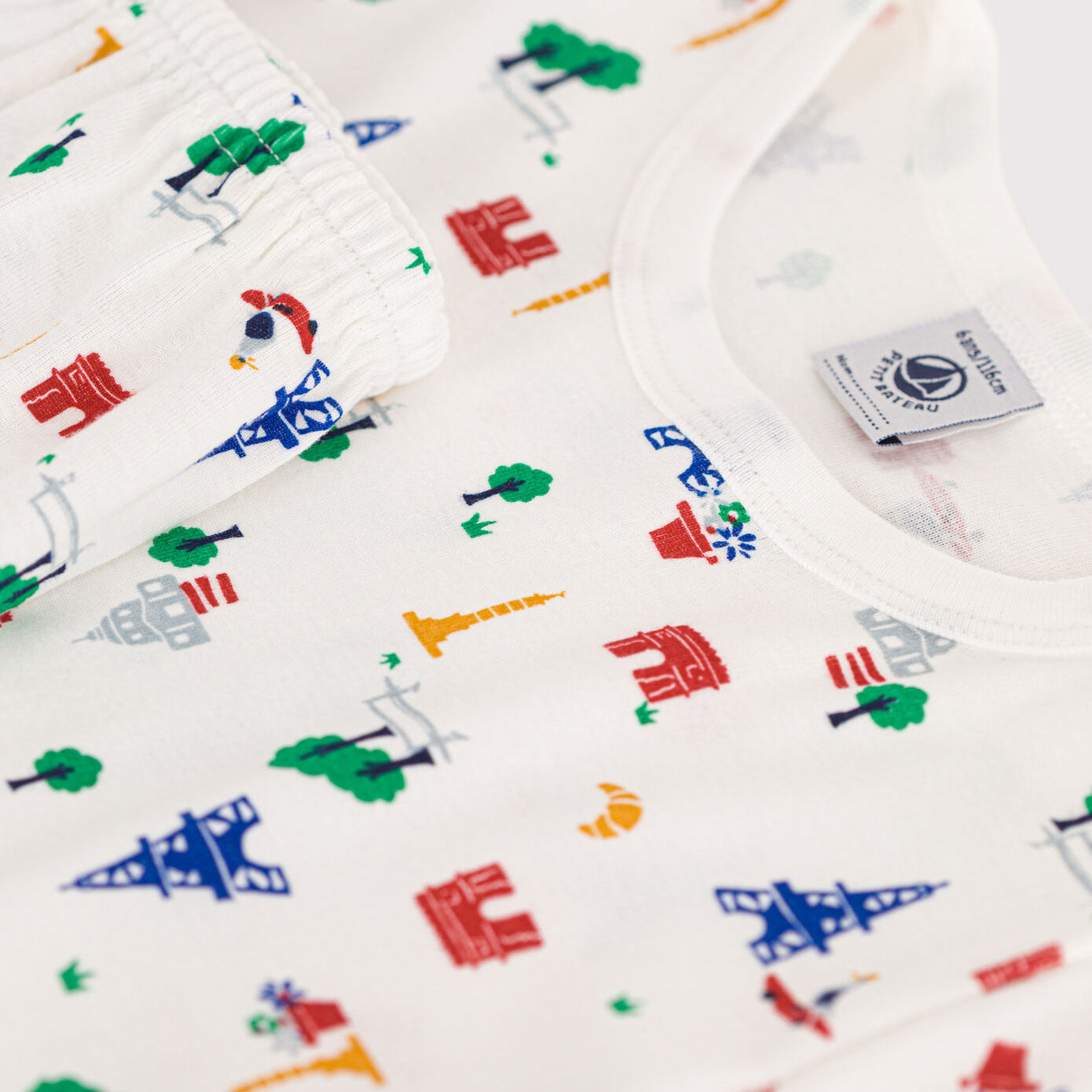 儿童白色印花棉睡衣套装