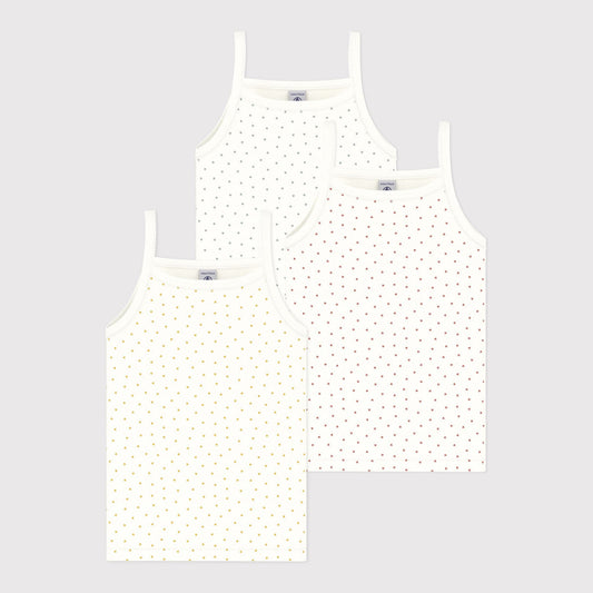 女童白色棉背心套装(3件)