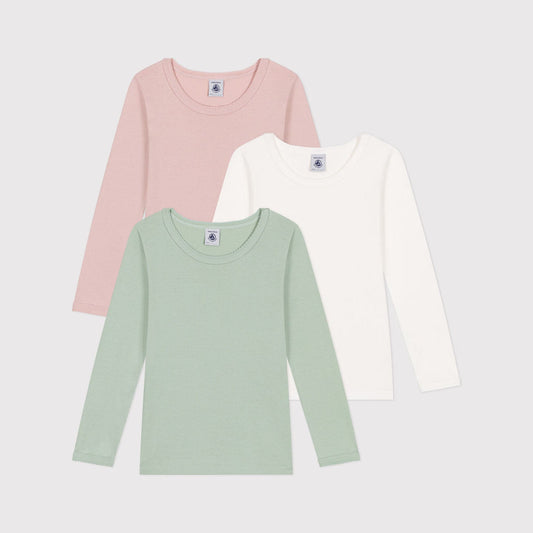 女童三色棉T恤套装(3件)