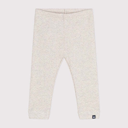 女婴米白色棉打底裤