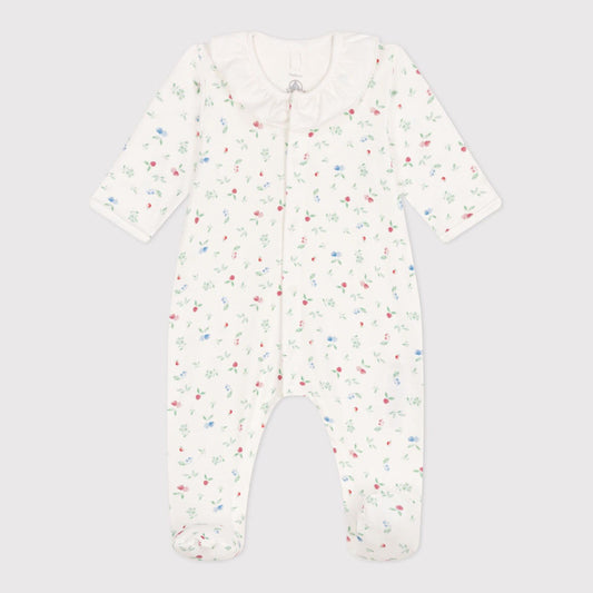 婴儿象牙白印花Logo棉婴儿装