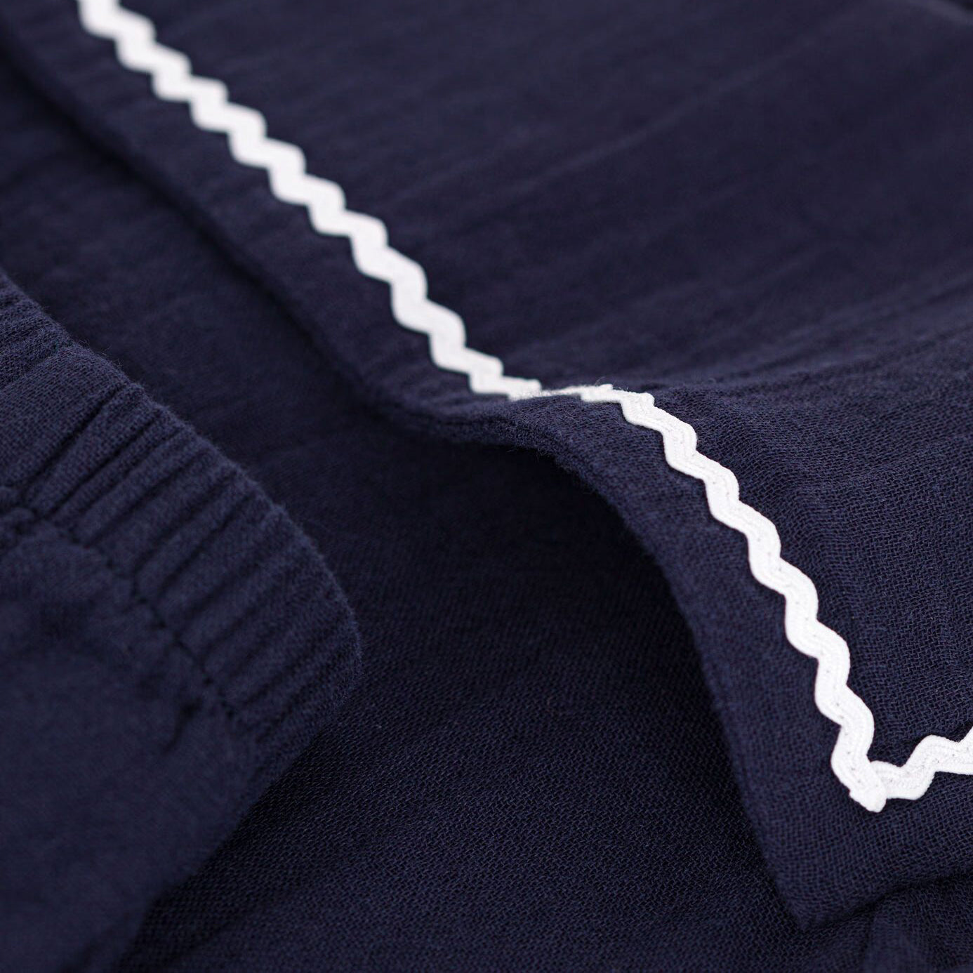 女婴蓝色藏青色婴儿衣领棉套装