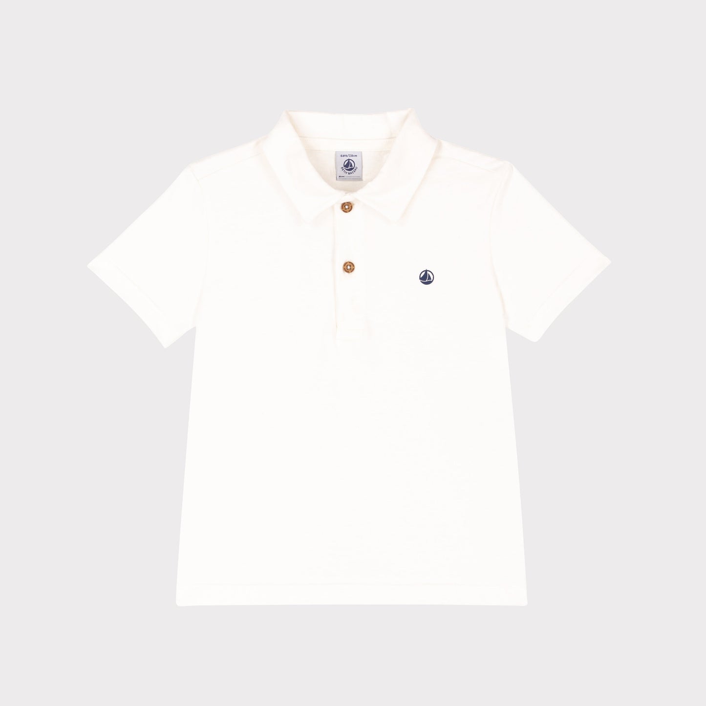 男童白色Logo棉Polo衫