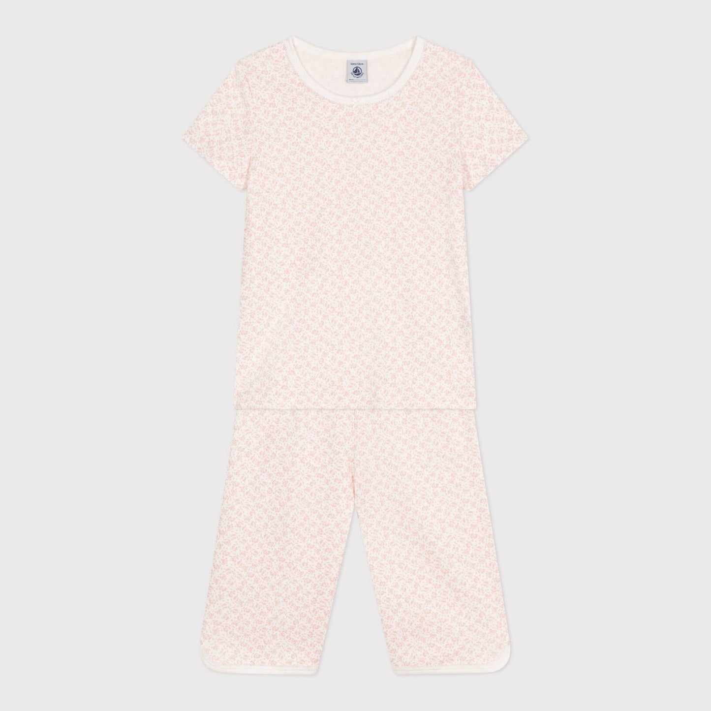 女童粉色印花碎花棉睡衣套装