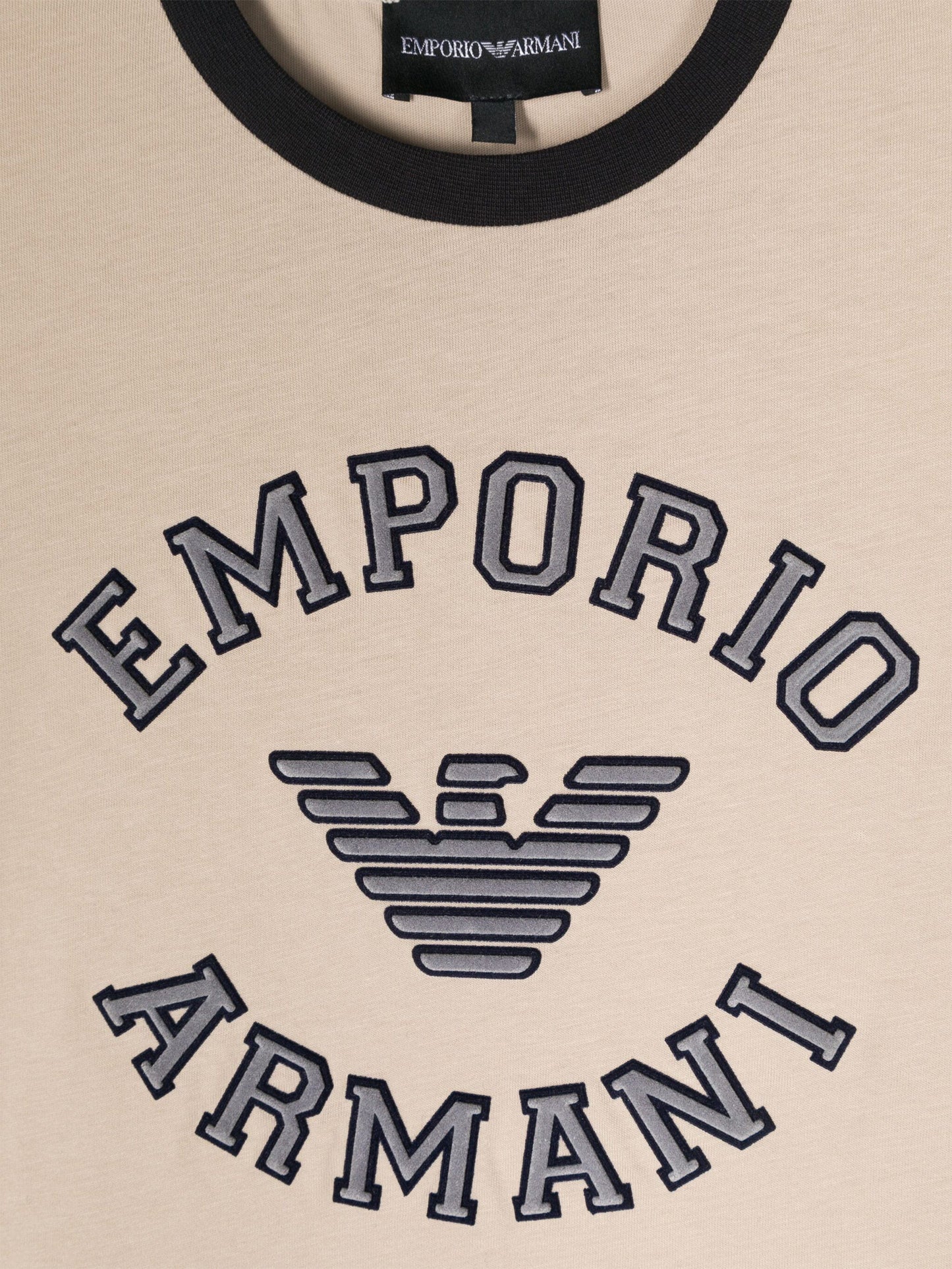 Emporio Armani 男童米色徽标 T 恤