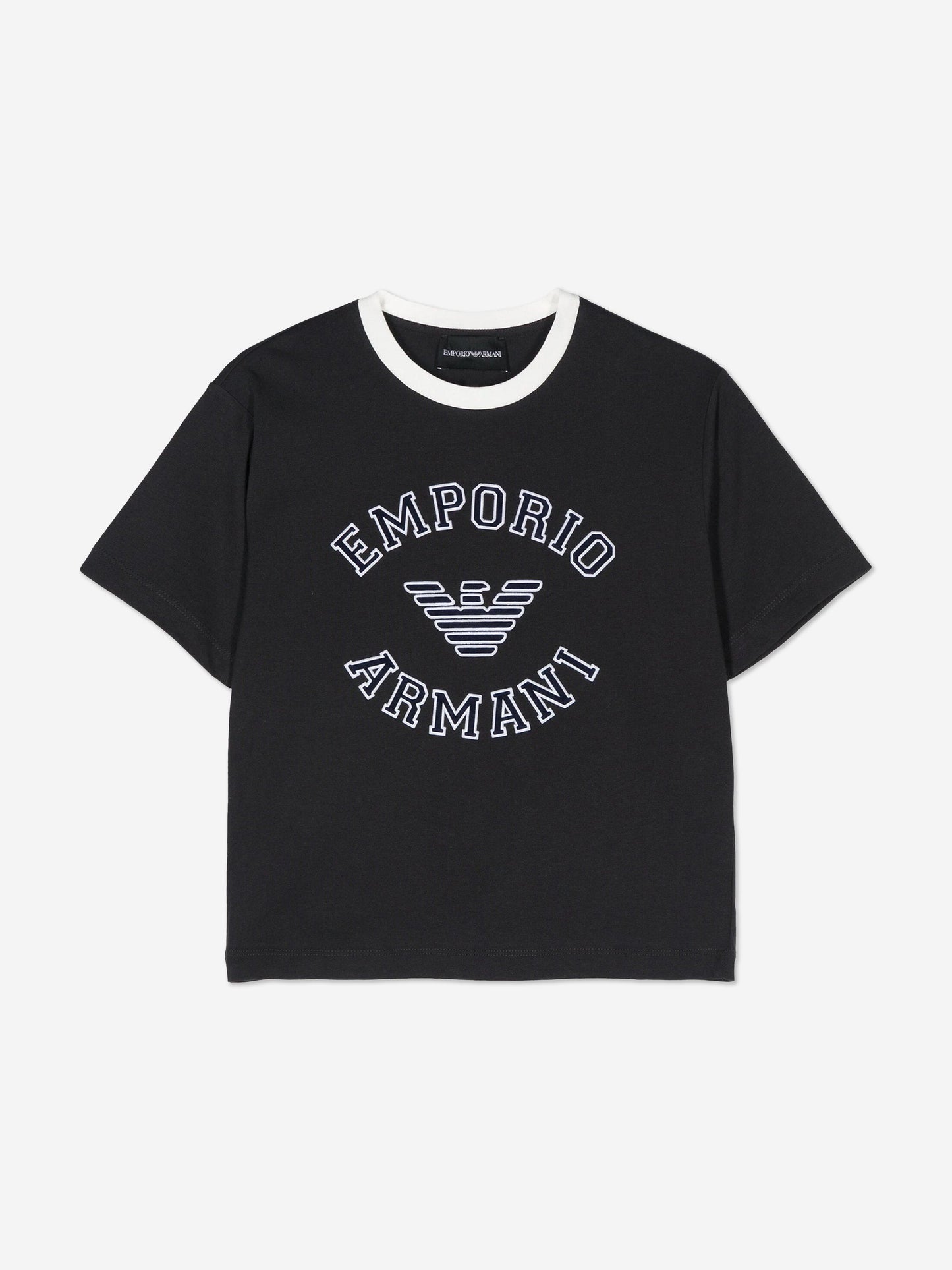 Emporio Armani 男童徽标 T 恤(海军蓝)
