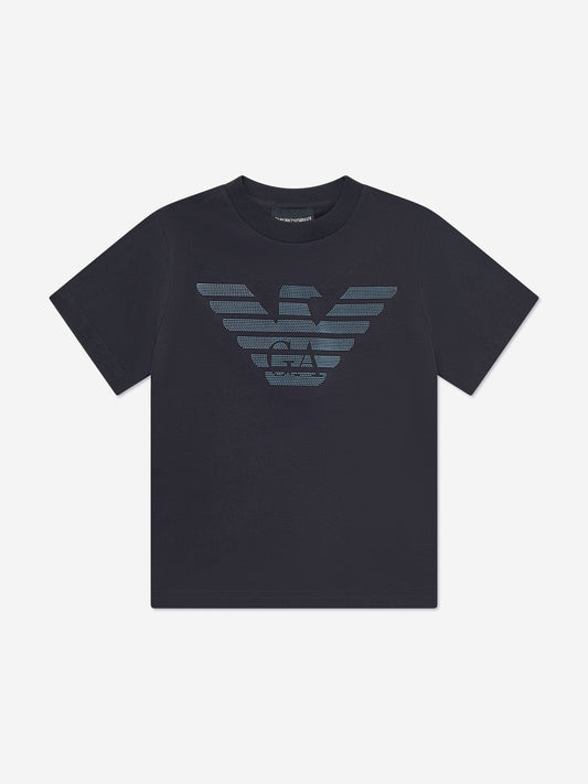 Emporio Armani 男童徽标 T 恤(海军蓝)