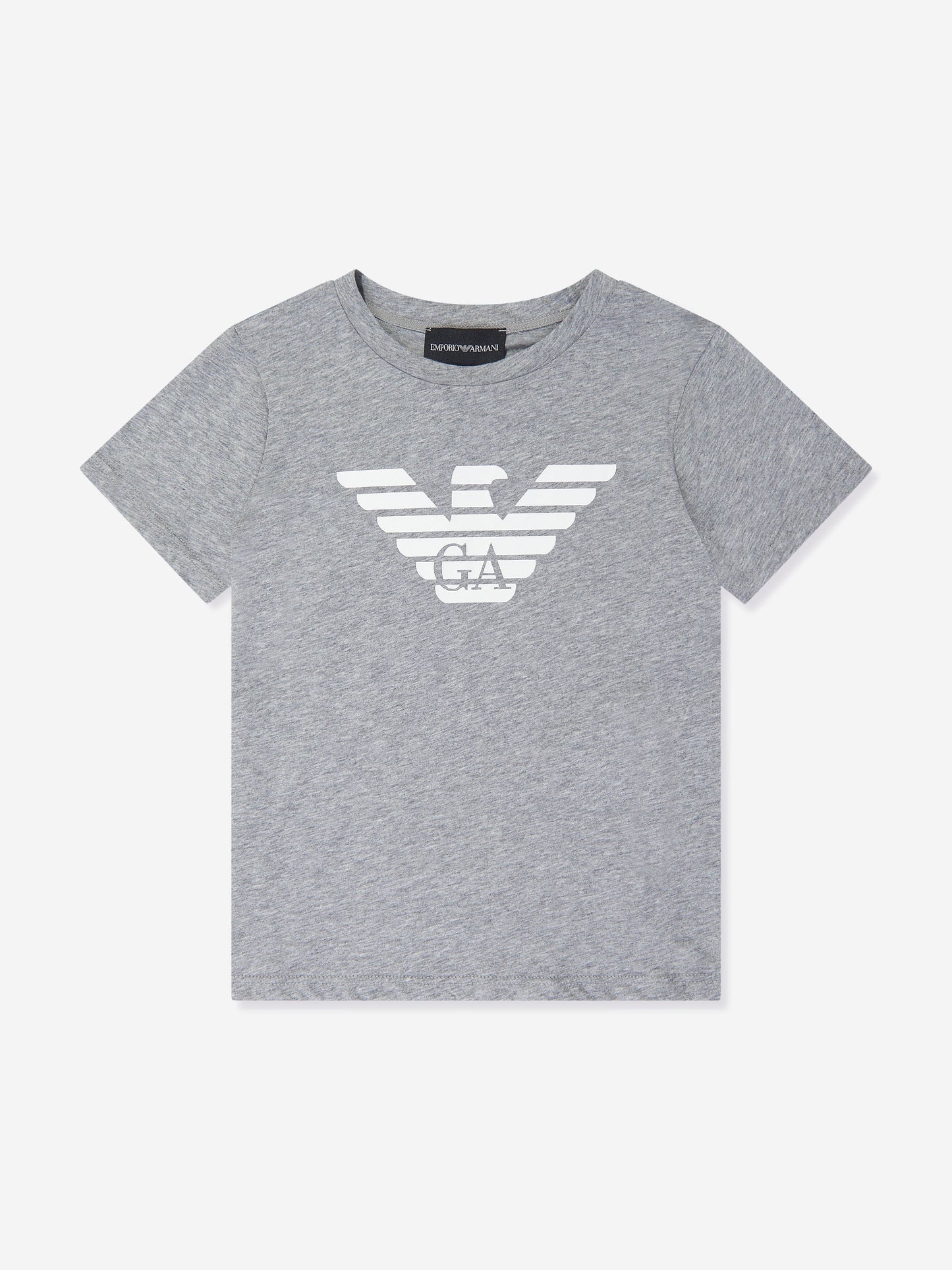 Emporio Armani 男童徽标 T 恤(灰色)