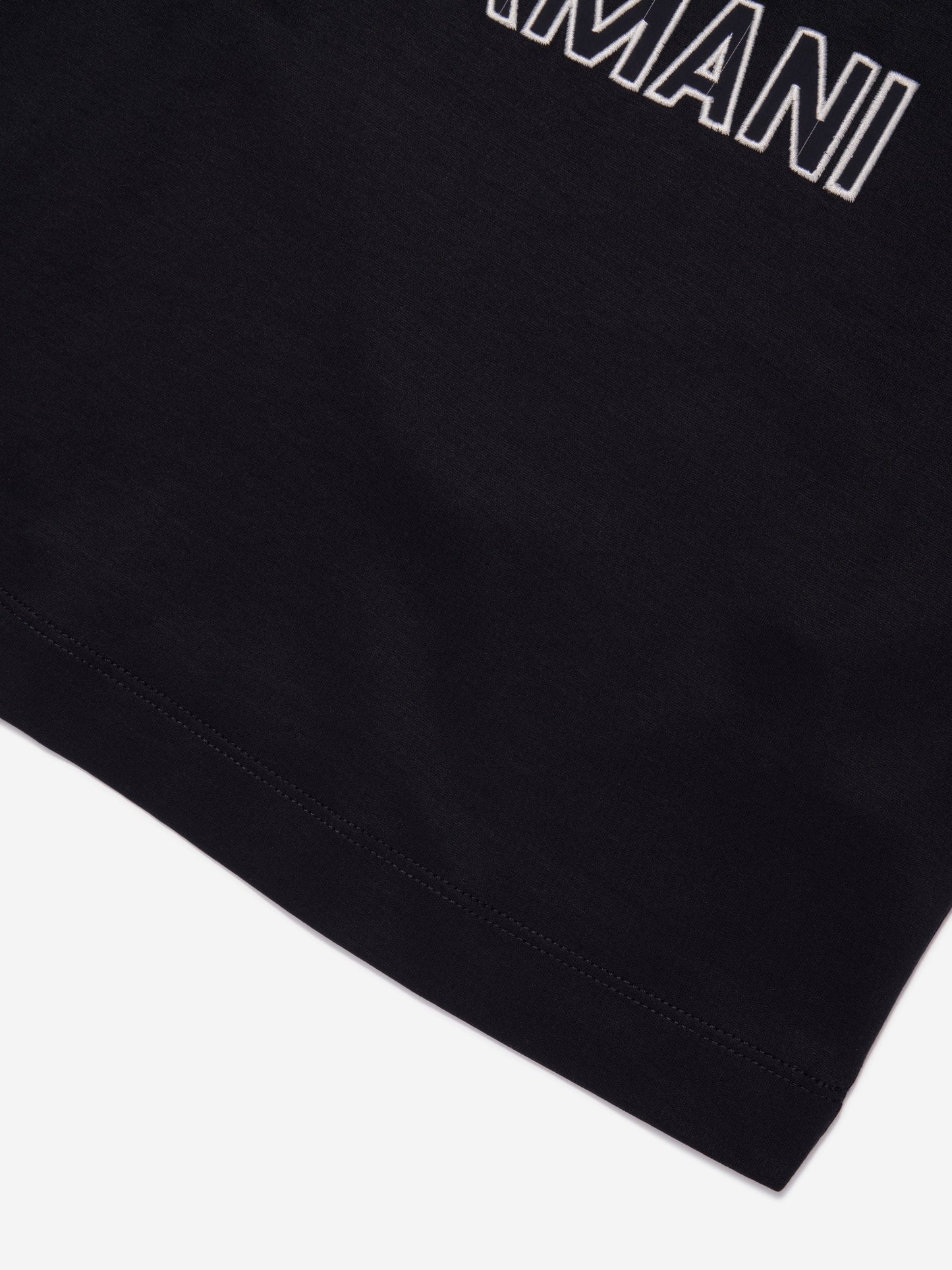 Emporio Armani 男童海军蓝徽标 T 恤