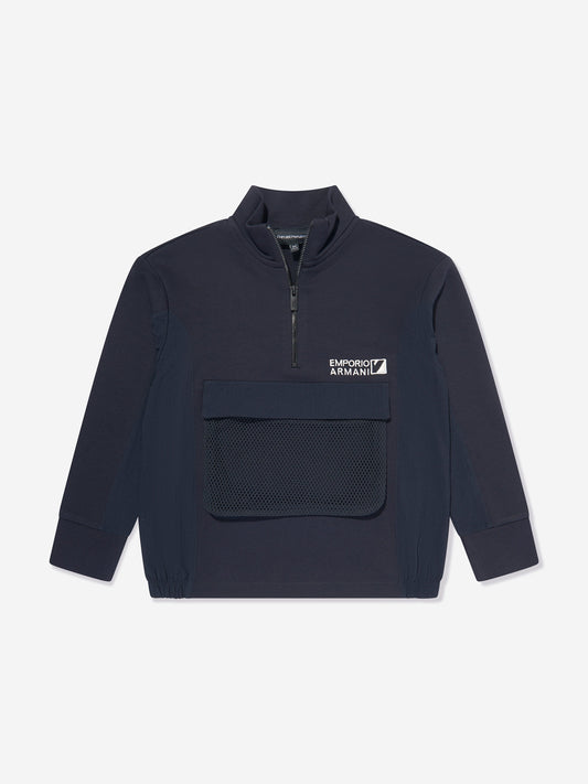 Emporio Armani 男童半拉链运动衫(海军蓝)