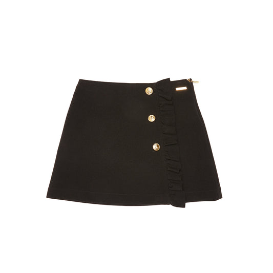 女童黑色纽扣短裙