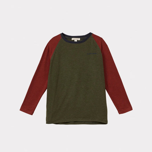 儿童红色拼接T恤