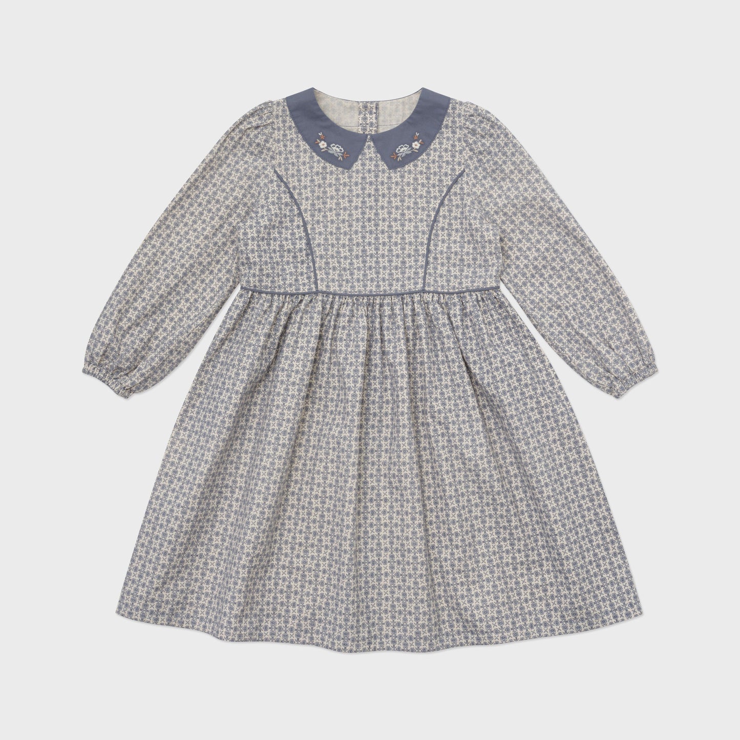 女童蓝色碎花棉连衣裙