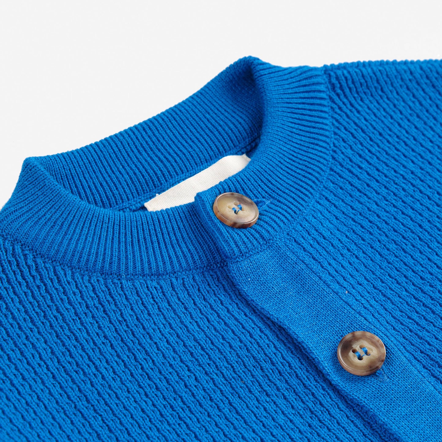 儿童蓝色笑脸刺绣针织开衫