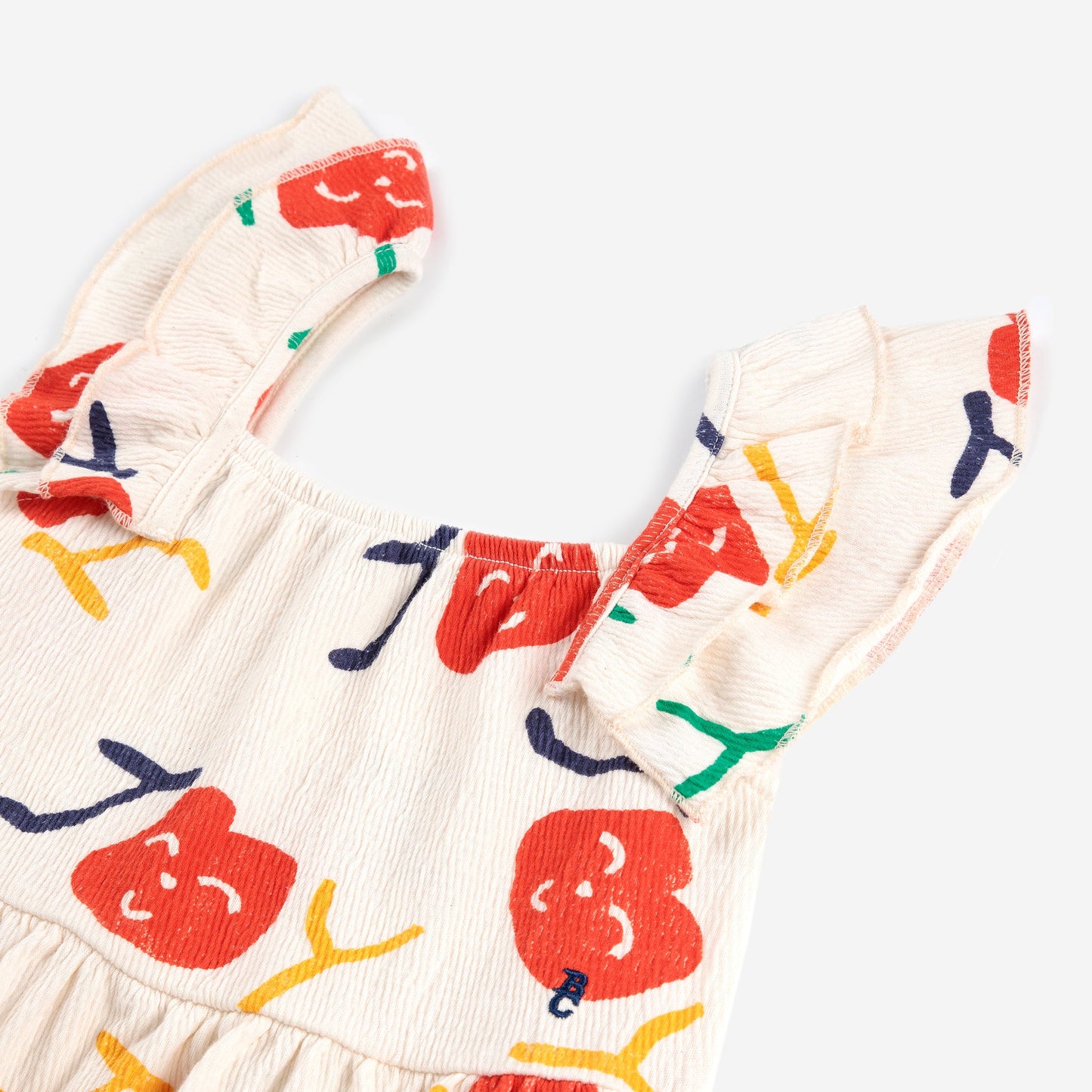 女童米色印花Logo棉连衣裙