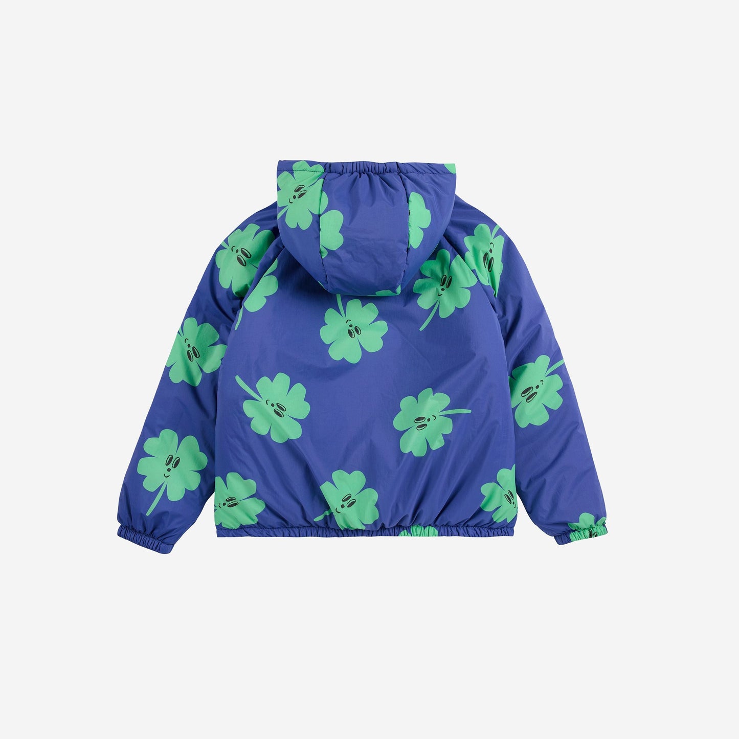 女童紫色幸运草印花双面棉服