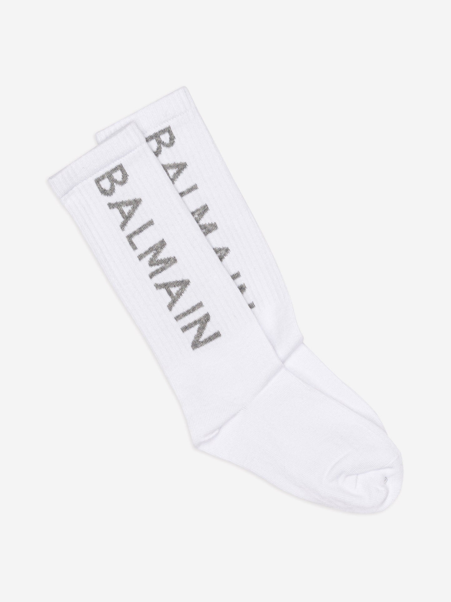 Balmain Kids 白色徽标袜子